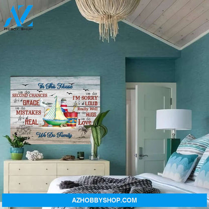 In This House We Do Family Beach House Decor Horizontal Canvas - Gift for family