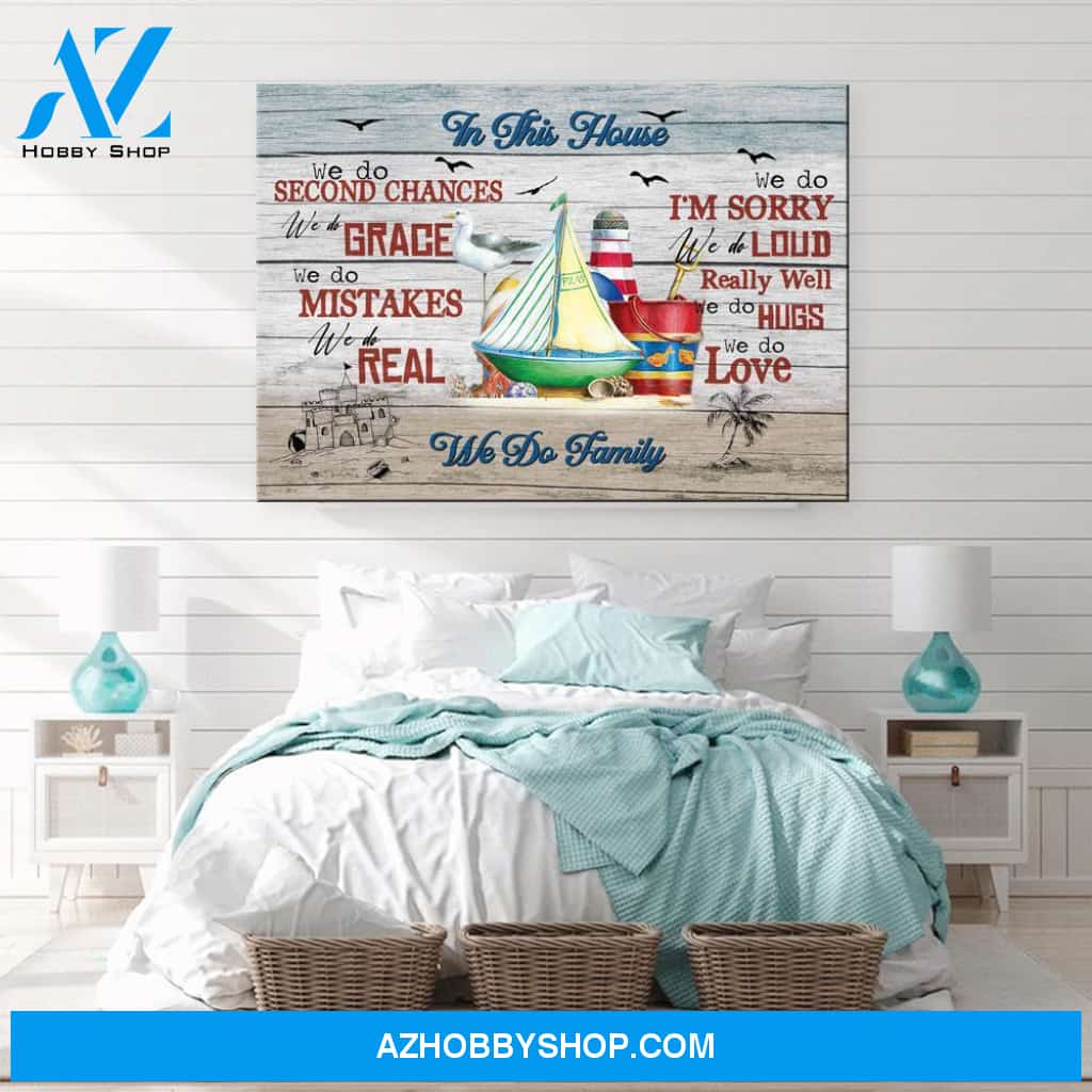 In This House We Do Family Beach House Decor Horizontal Canvas - Gift for family