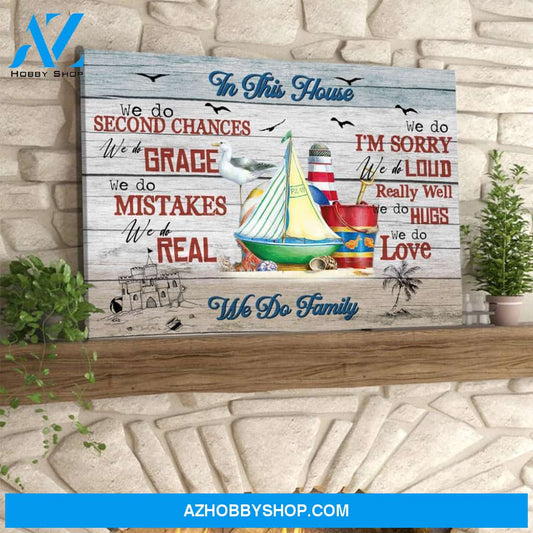 In This House We Do Family Beach House Decor Horizontal Canvas - Gift for family