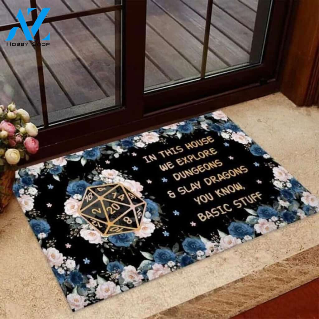 In This House We Explore Dungeons D&D Doormat | Welcome Mat | House Warming Gift