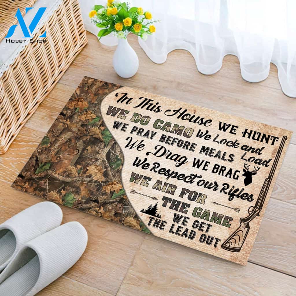 In This House We Hunt We Do Camo Doormat Welcome Mat Housewarming Gift Home Decor Farmhouse Funny Doormat Gift For Hunting Lovers