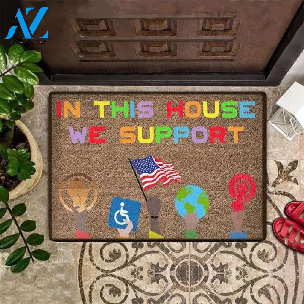 in This House We Support Doormat Lgbt Human Right Justice Decorative Front Door Mat Gift