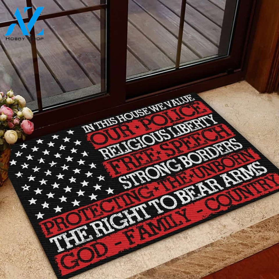 In This House We Value Our Police Doormat