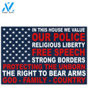 In This House We Value Our Police Religious Liberty Free Speech Indoor And Outdoor Doormat Warm House Gift Welcome Mat Birthday Gift For Family