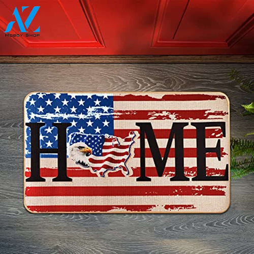 Independence Day American Flag Patriotic Doormat Home Welcome Mat House Warming Gift Home Decor Funny Doormat Gift Idea