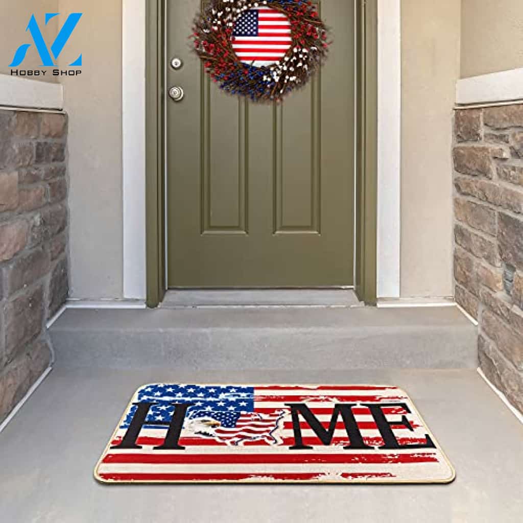 Independence Day American Flag Patriotic Doormat Home Welcome Mat House Warming Gift Home Decor Funny Doormat Gift Idea