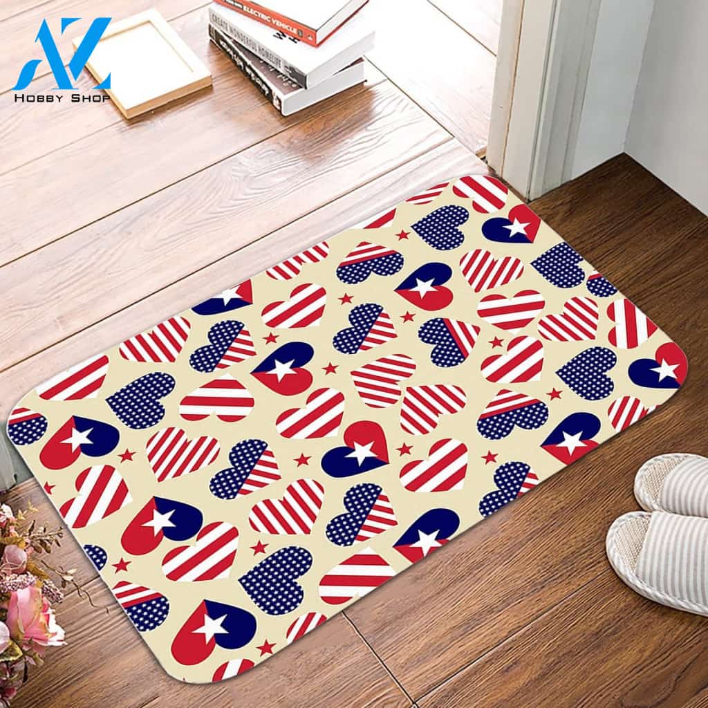 Independence Day Decoration Door Mat Home Indoor and Outdoor Doormat Warm House Gift Welcome Mat Gift for Friend Family