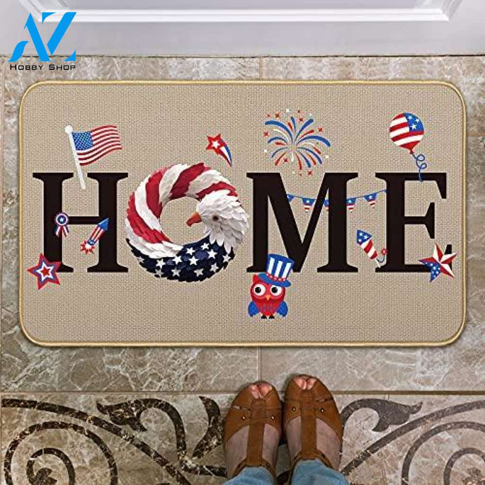 Independence Day Doormat Home Indoor and Outdoor Doormat Warm House Gift Welcome Mat Gift for Friend Family