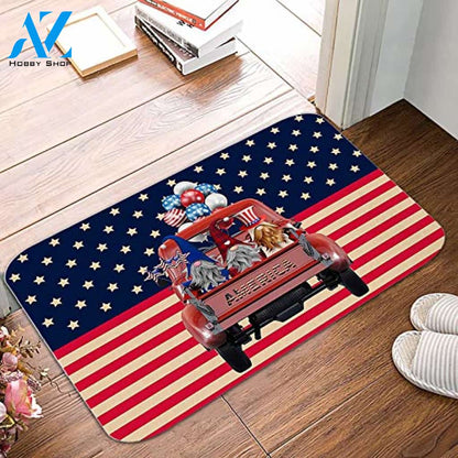 Independence Door Mat Patriotic Welcome Doormat American Flag Stars Gnomes Door Mat Welcome Mat House Warming Gift Home Decor Funny Doormat Gift Idea