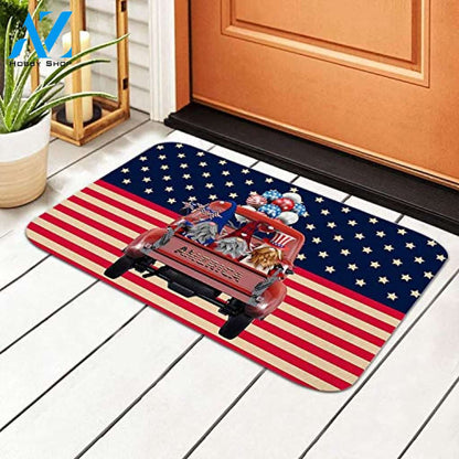 Independence Door Mat Patriotic Welcome Doormat American Flag Stars Gnomes Door Mat Welcome Mat House Warming Gift Home Decor Funny Doormat Gift Idea