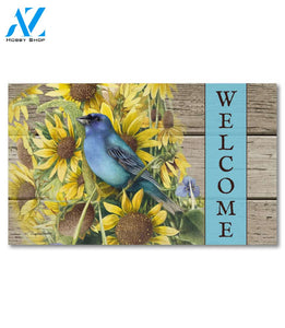 Indigo Bunting and Sunflowers Doormat - 18" x 30"
