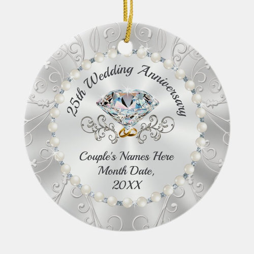 Inexpensive Personalized 25Th Anniversary Ornament