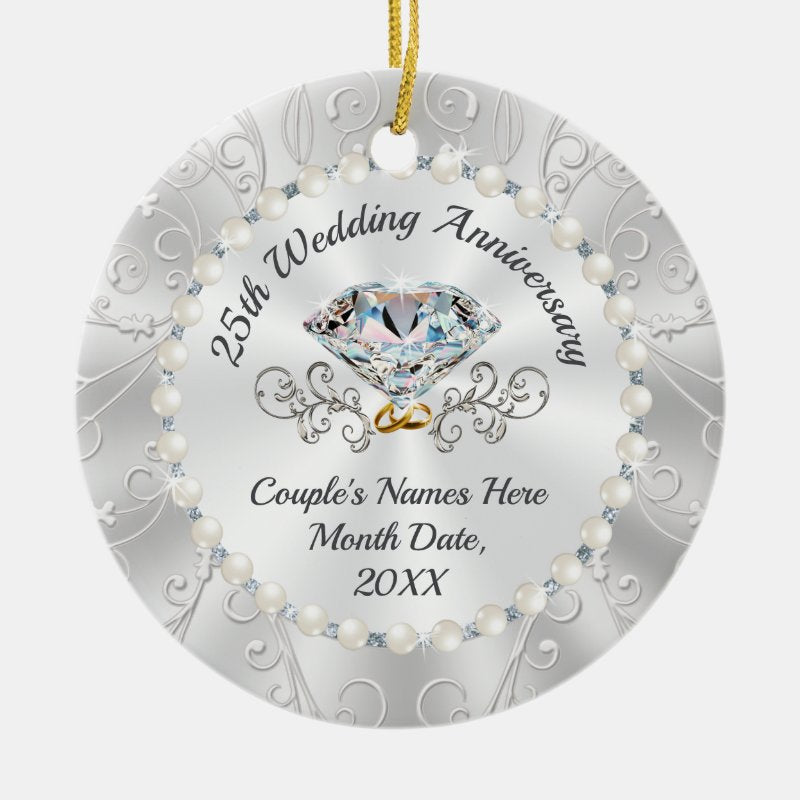 Inexpensive Personalized 25Th Anniversary Ornament