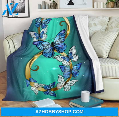 Infinity Butterflies Micro Fleece Blanket Home Decor Bedding Couch Sofa Soft And Comfy Cozy Gift For Butterfly Lover, Gift For Friend Family, Birthday Gift