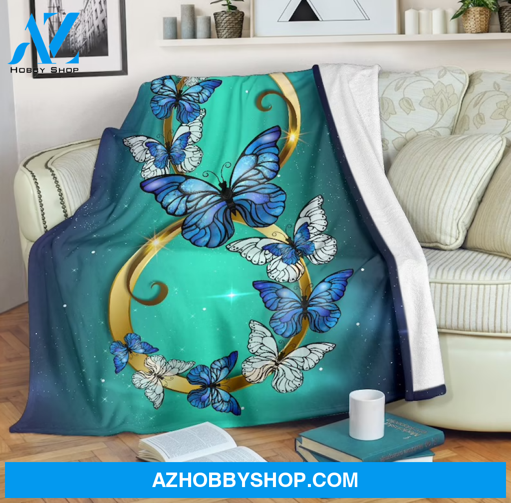 Infinity Butterflies Micro Fleece Blanket Home Decor Bedding Couch Sofa Soft And Comfy Cozy Gift For Butterfly Lover, Gift For Friend Family, Birthday Gift