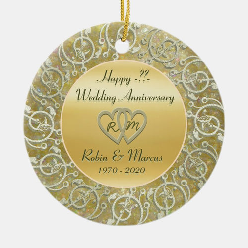 Insert Years Wedding Anniversary Ceramic Ornament