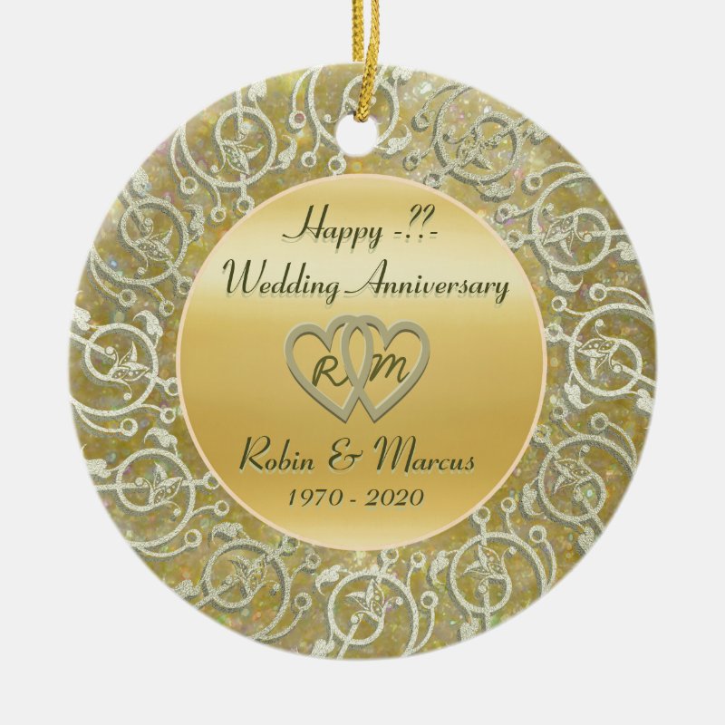 Insert Years Wedding Anniversary Ceramic Ornament