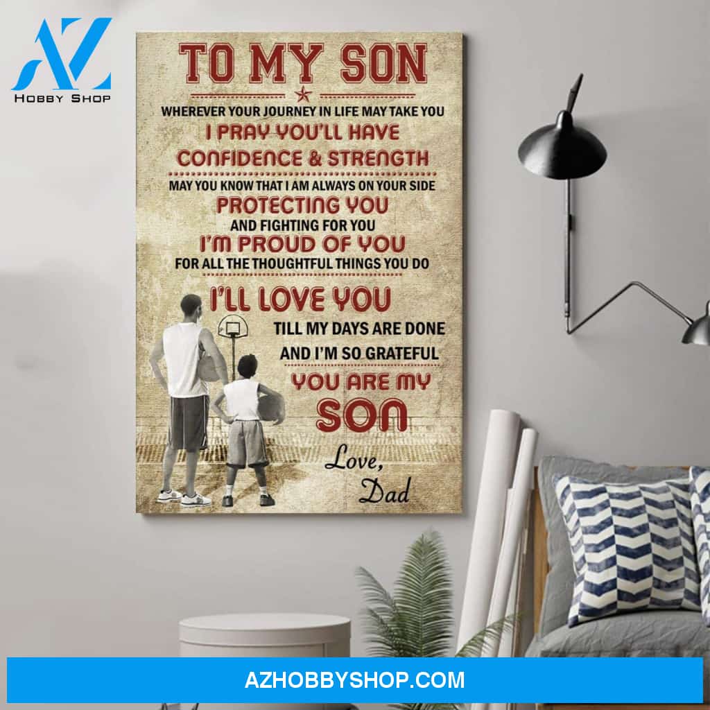 Inspirational Basketball Poster - Dad Son - Wherever Your Journey
