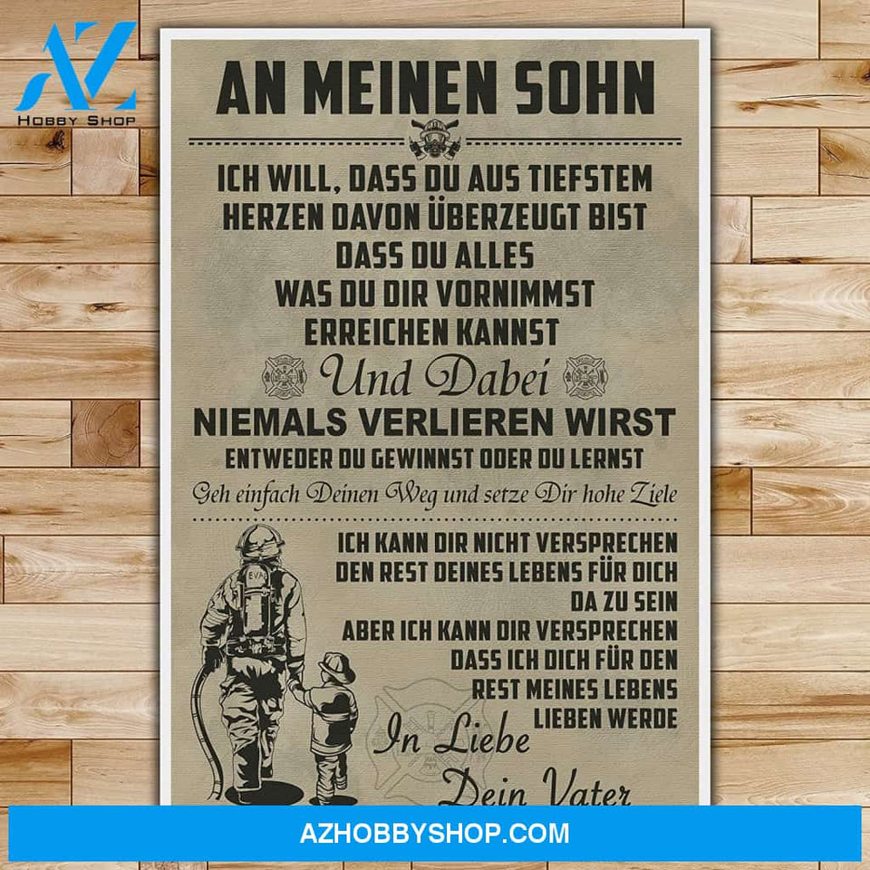 Inspirational Dad To Son - German - Firefighter Posters