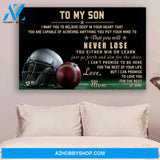 Inspirational Football Poster - Mom To Son - Never Lose Posters