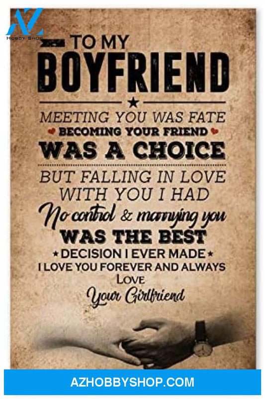 Inspirational To My Boyfriend Nice Gifts For Husband Anniversary Posters