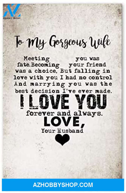 Inspirational To My Gorgeous Wife For Wife Posters