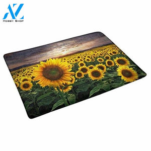 INTERESTPRINT A Huge Field of Sunflowers Over Beautiful Sunset Non Slip Doormat