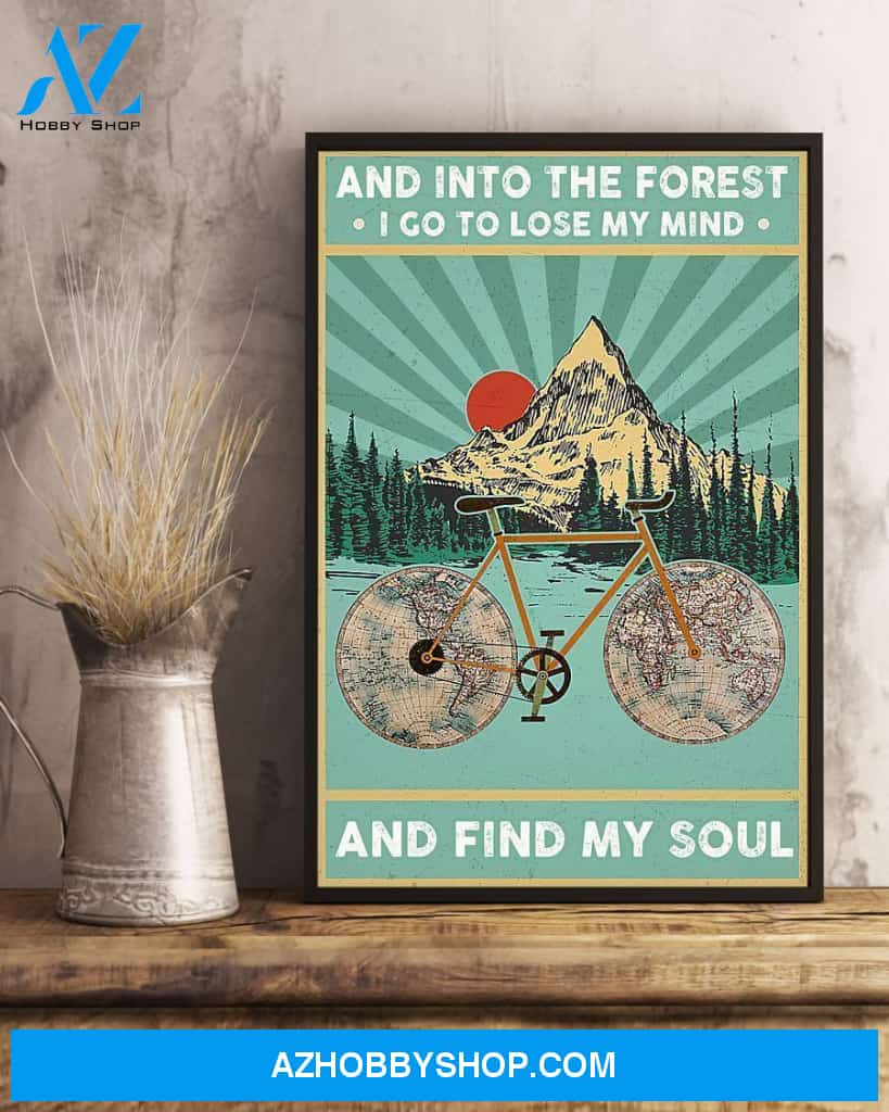 Into The Forest Cycling Vertical Canvas Prints, Wall Decor Visual Art
