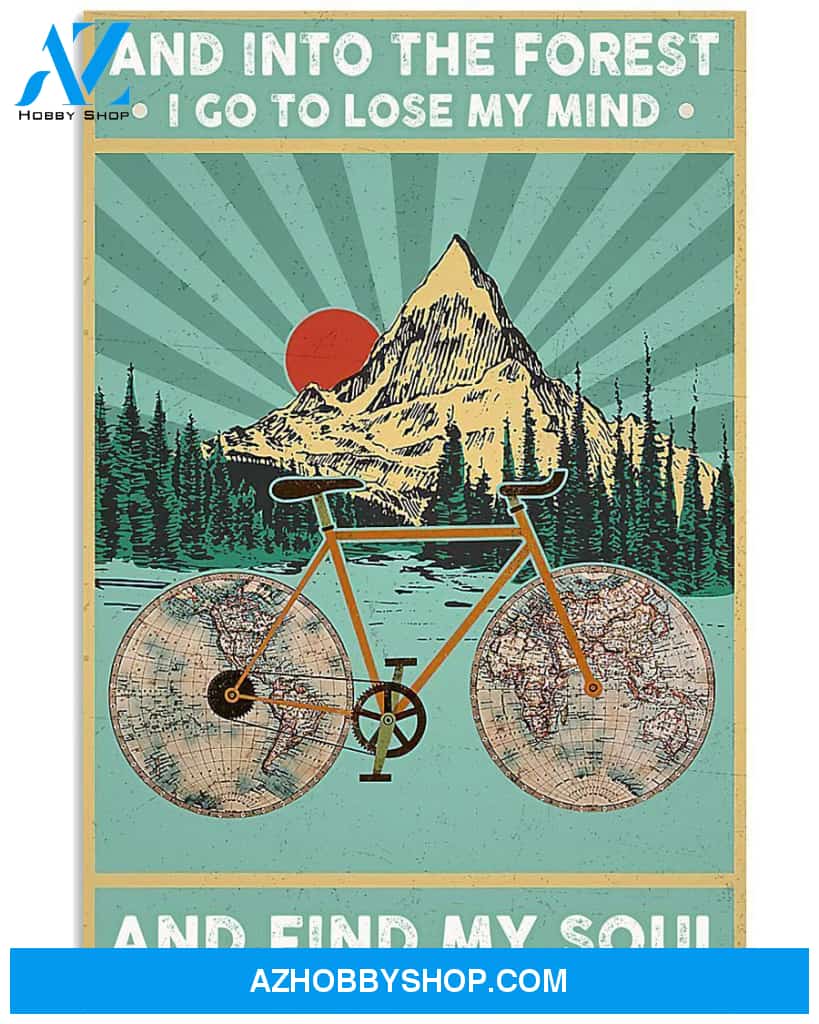 Into The Forest Cycling Vertical Canvas Prints, Wall Decor Visual Art