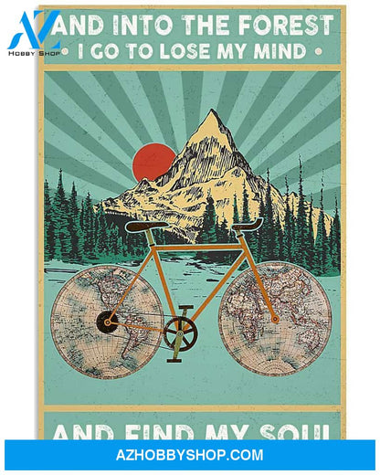 Into The Forest Cycling Vertical Canvas Prints, Wall Decor Visual Art
