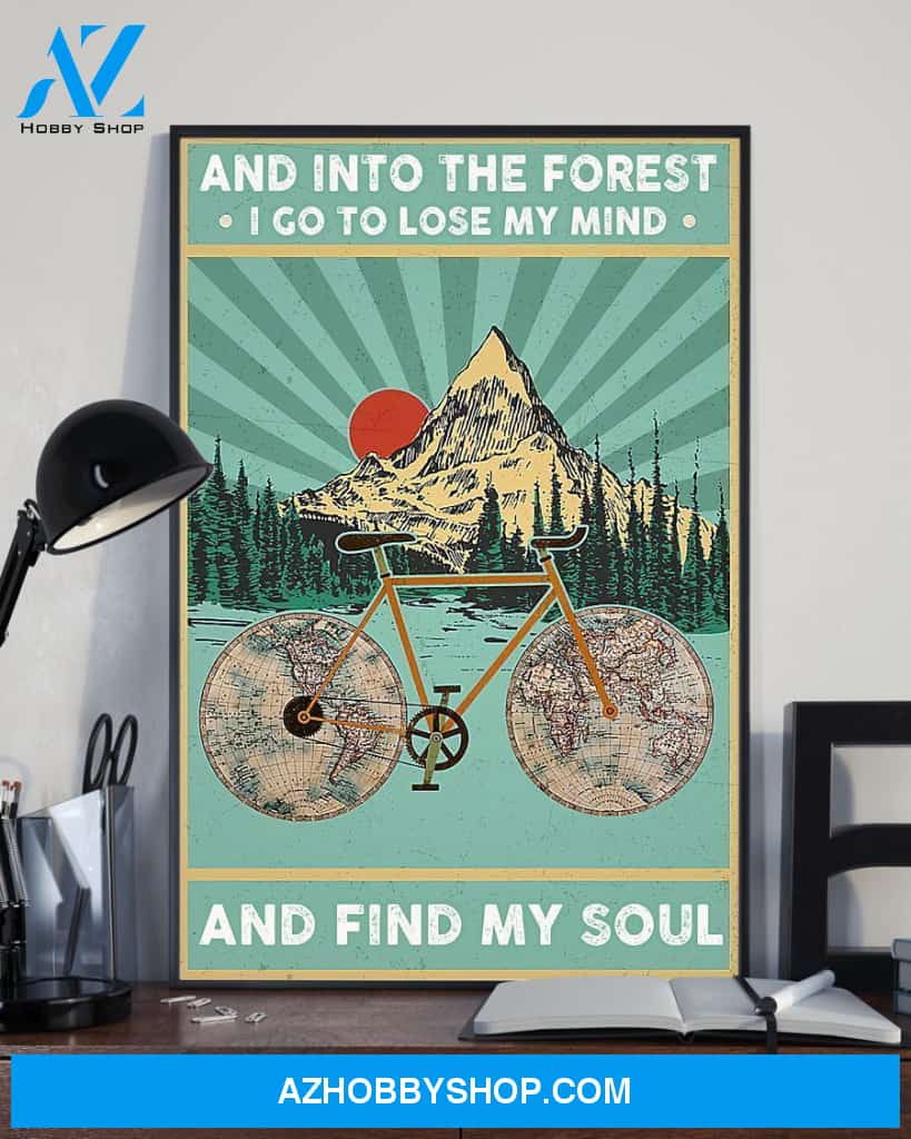 Into The Forest Cycling Vertical Canvas Prints, Wall Decor Visual Art