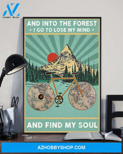 Into The Forest Cycling Vertical Canvas Prints, Wall Decor Visual Art