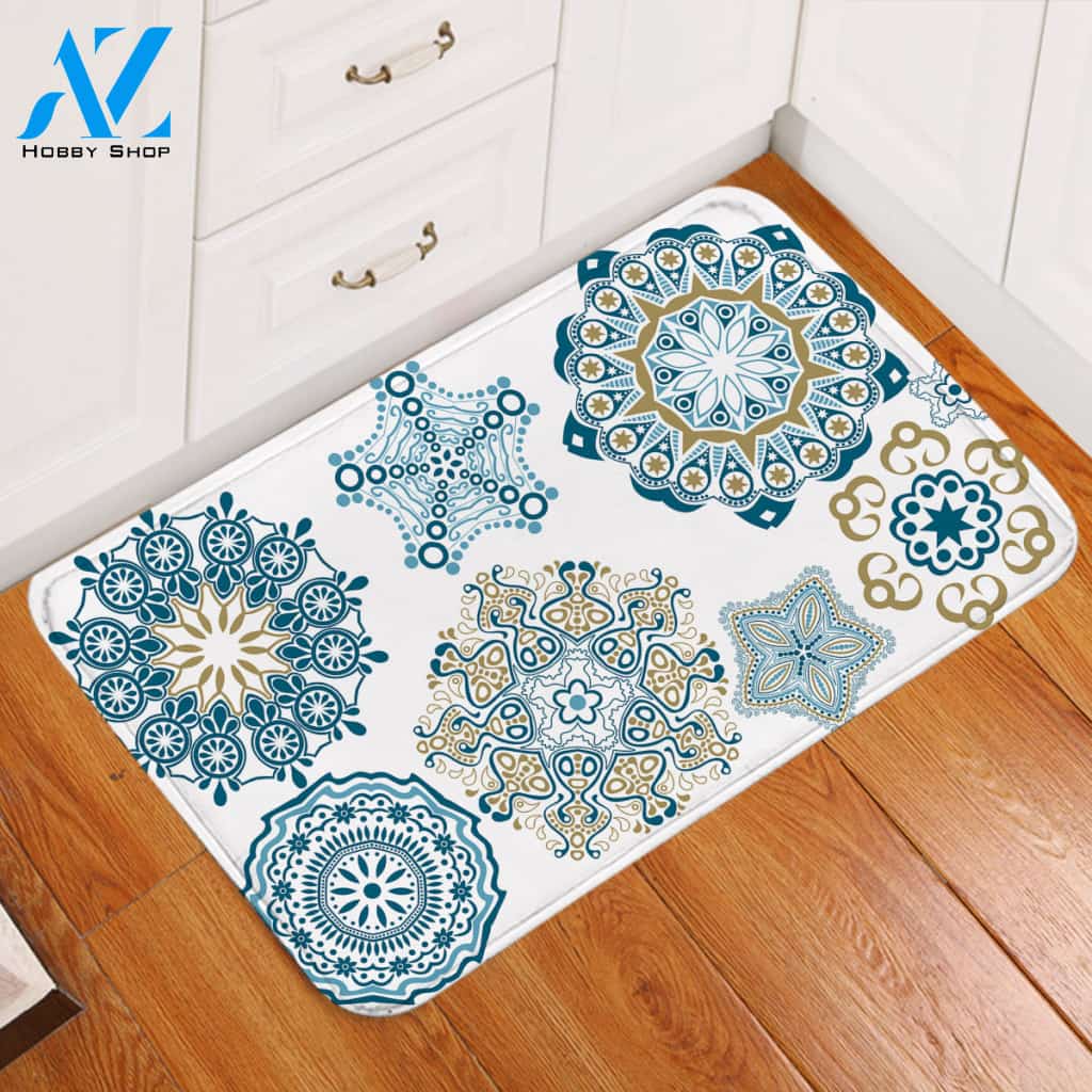 Intricate Flower Designs Door Mat