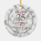 Iridescent Light Gray Glass- Silver Anniversary Ceramic Ornament