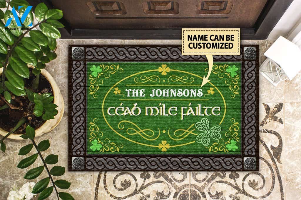 Irish Cead Mile Failte St. Patrick's Day Custom Doormat | Welcome Mat | House Warming Gift