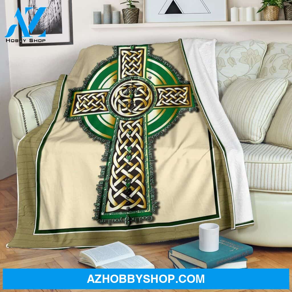 Irish Celtic Cross Flecee Fleece Blanket