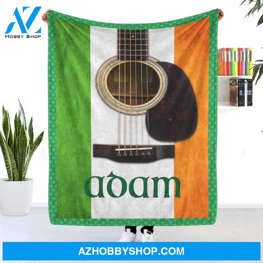 Irish Flag Guitar St Patricks Day Blanket Gift For Friend Family Birthday Gift Home Decor Bedding Couch Sofa Soft and Comfy Cozy