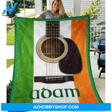 Irish Flag Guitar St Patricks Day Blanket Gift For Friend Family Birthday Gift Home Decor Bedding Couch Sofa Soft and Comfy Cozy