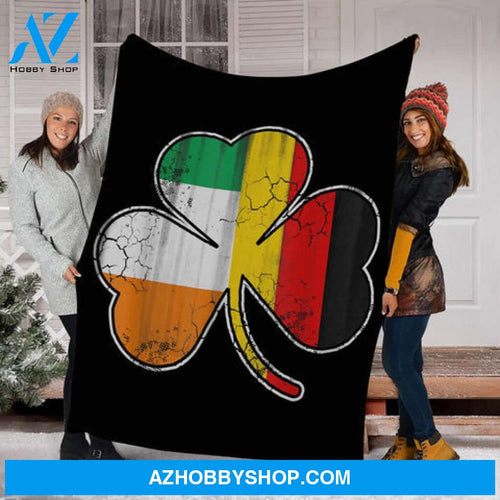 Irish German Flag Shamrock Saint Patricks Day Gift Fleece Blanket - Quilt Blanket