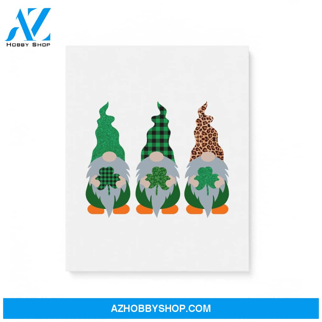 Irish Gnomes Leprechauns Plaid Leopard Hats Shamrocks Cute St Patricks Day Irish Gift Matte Canvas