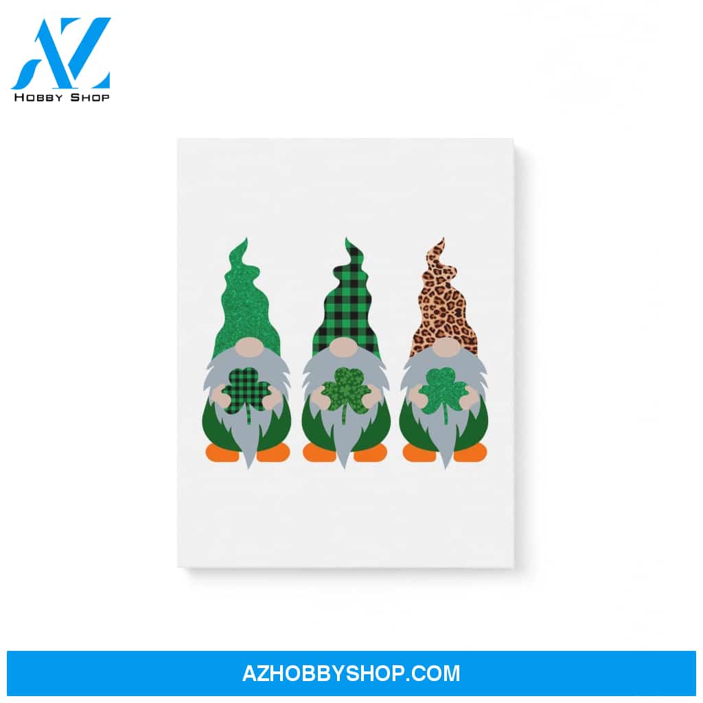 Irish Gnomes Leprechauns Plaid Leopard Hats Shamrocks Cute St Patricks Day Irish Gift Matte Canvas