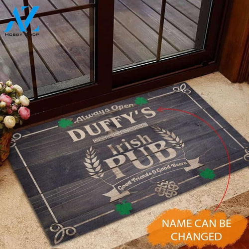 Irish Pub St. Patrick's Day Personalized Rubber Base Doormat | Welcome Mat | House Warming Gift