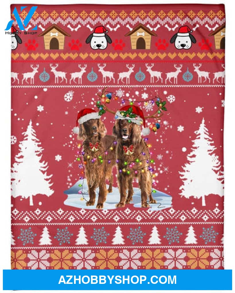 Irish Setter Dog Snow Christmas Red Blanket Gift For Dog Lovers 