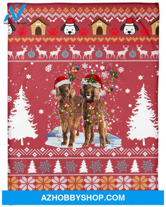 Irish Setter Dog Snow Christmas Red Blanket Gift For Dog Lovers 
