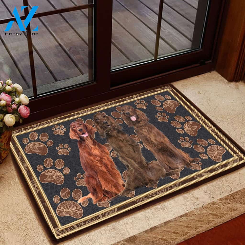 Irish Setter Floral Paw - Dog Doormat Welcome Mat House Warming Gift Home Decor Gift for Dog Lovers Funny Doormat Gift Idea