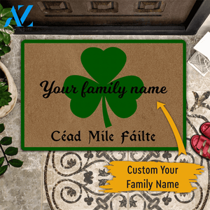 Irish St. Patrick's Day Custom Doormat Irish Shamrock Céad Mile Fáilte Personalized Gift | WELCOME MAT | HOUSE WARMING GIFT