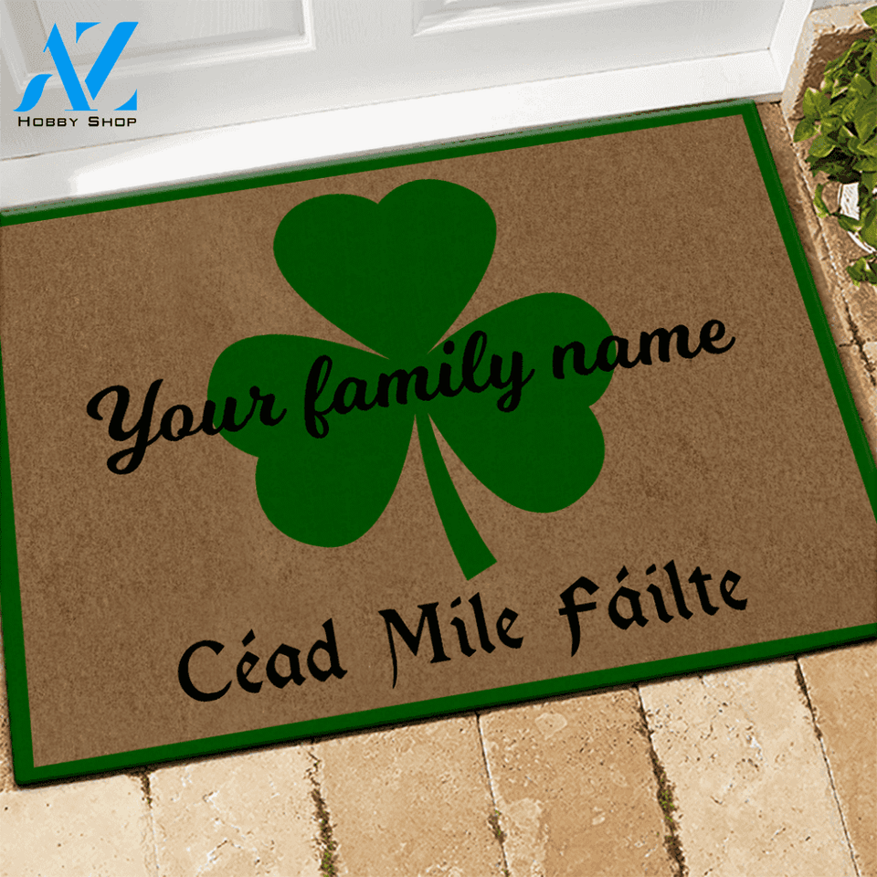 Irish St. Patrick's Day Custom Doormat Irish Shamrock Céad Mile Fáilte Personalized Gift | WELCOME MAT | HOUSE WARMING GIFT