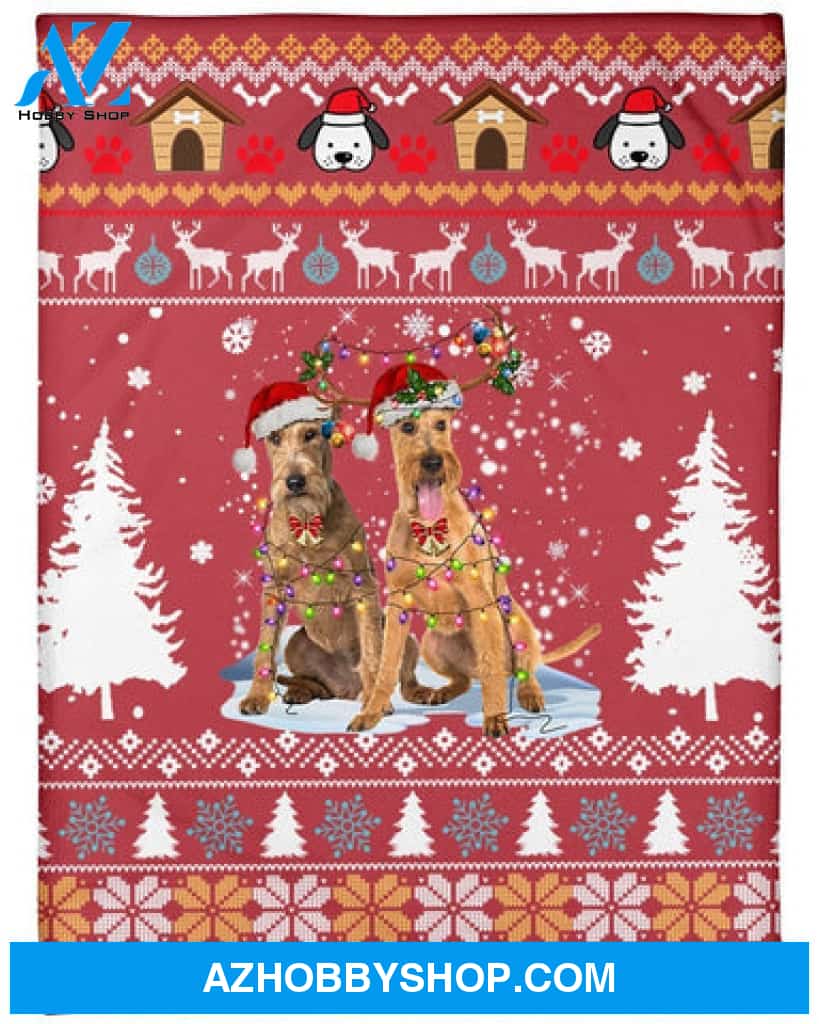 Irish Terrier Dog Snow Christmas Red Blanket Gift For Dog Lovers 