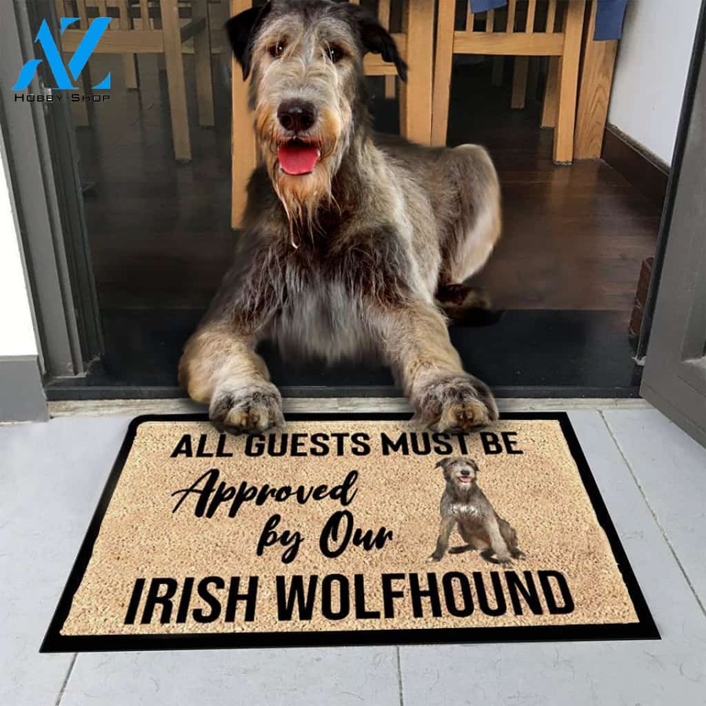 Irish Wolfhound Dog Easy Clean Welcome DoorMat | Felt And Rubber | 40x60 cm | 45x75 cm | 60x90 cm | Colorful | DO1268