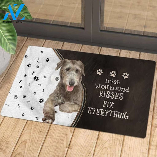 Irish Wolfhound Doormat, Kisses Fix Everything Doormat, Dog Welcome Mat, Funny Welcome Mats for Dogs Lovers